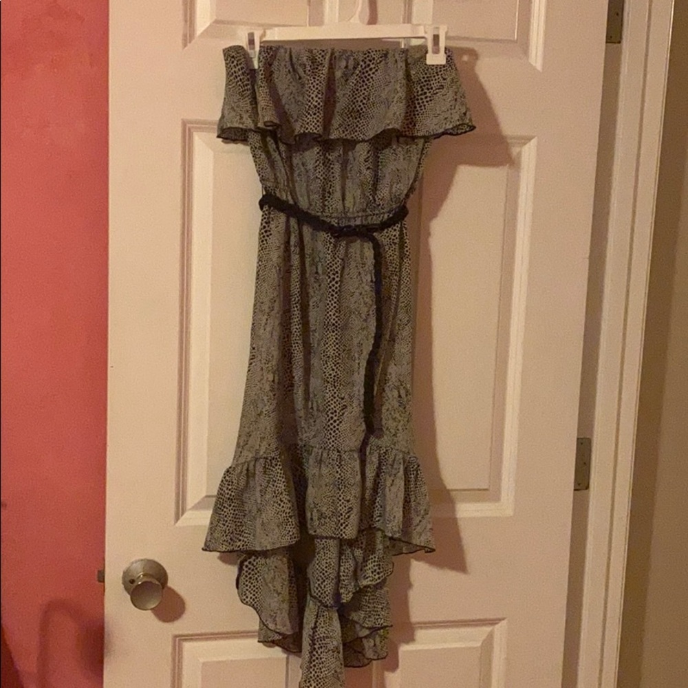 Staples High-Low Belted Flounce-Top Dress